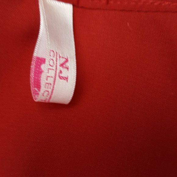 Bow Tie High Low Assymmetrical Blouse Red - Picture 10 of 10